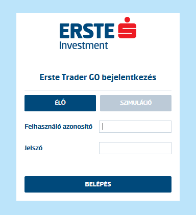 Belépés a számlára Bejelentkezéshez keresse fel az alábbi webhelyet: https://go.erstetrader.