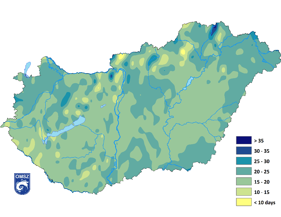 A zero crossing days with precipitation