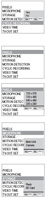 Felvételi kijelzőkép S a felvétel szimbóluma mozgásérzékelő dátum/óraidő másodpercenkénti képszám felülírás SD-kártya akkumulátor állapota hátralévő felvételi idő rendelkezésre álló memória