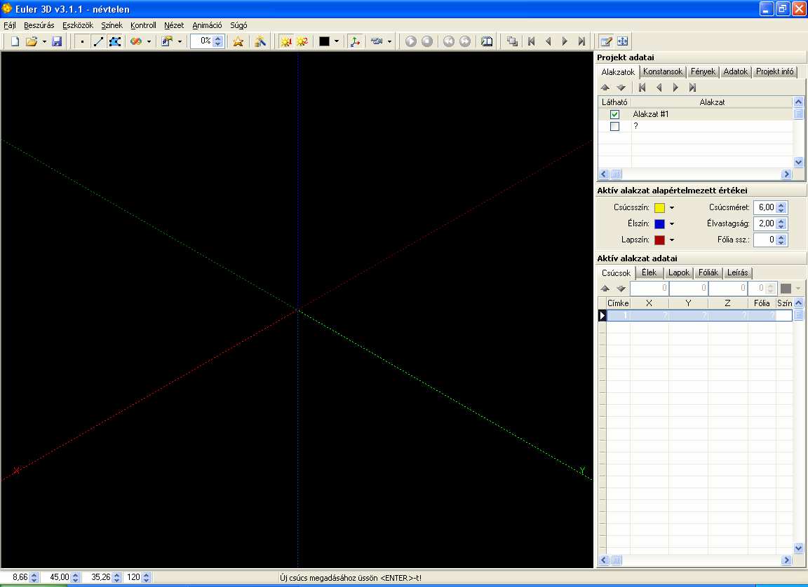 .. 7 Az elektronállapotok hullámfüggvényei Fizika, 11. évfolyam... 10 Az EULER 3D program A program indítása: Start menü Minden program Euler 3D Euler 3D v3.