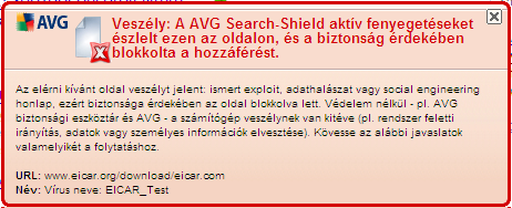 részletek a fenyegetésrol (ha van), a hivatkozás IP-címe illetve, hogy az AVG mikor ellenorizte az oldalt: 8.6.4.