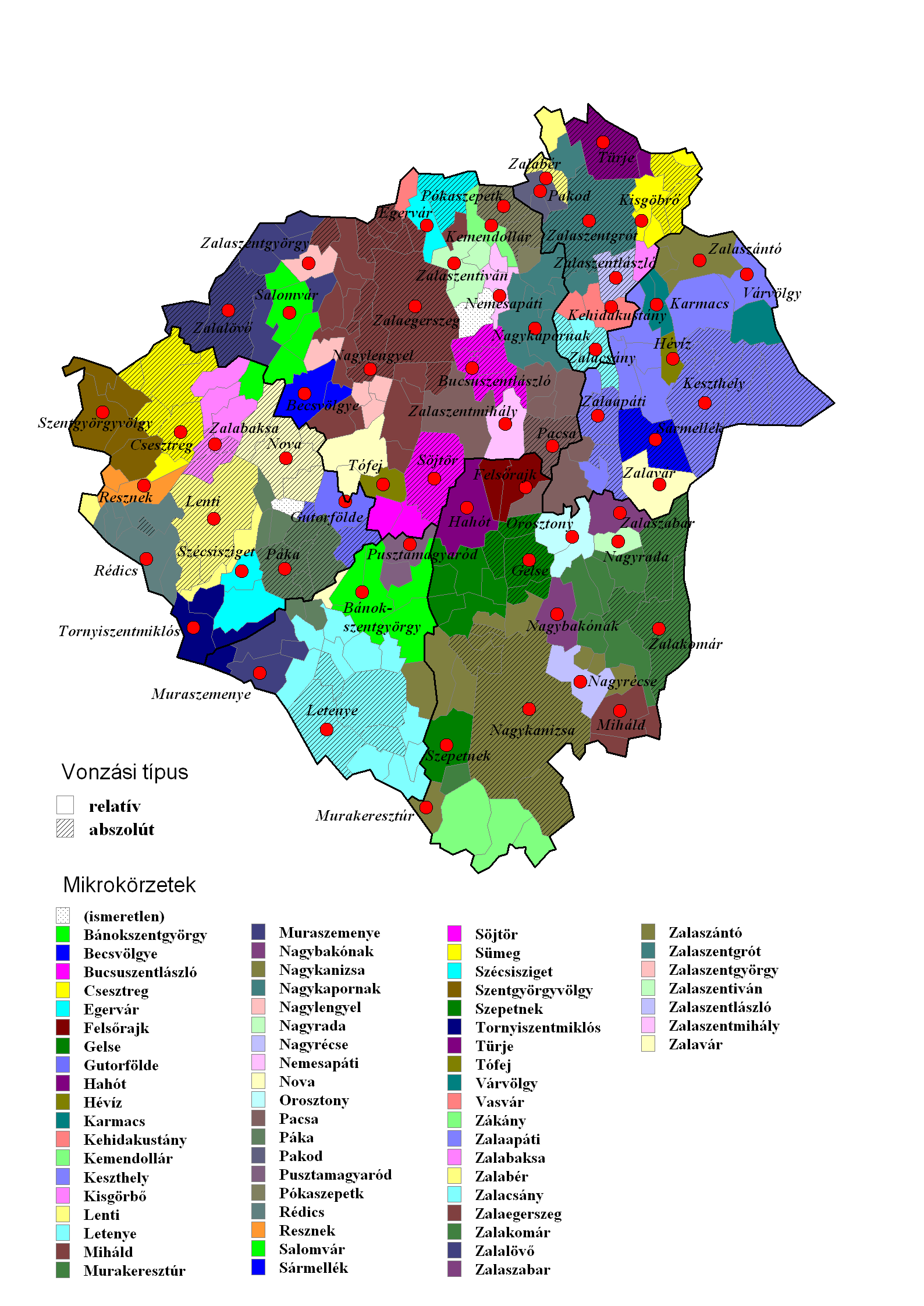 9. térkép Városi vonzáskörzetek a