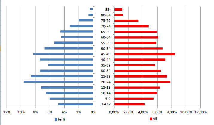 11.2 2001-es és 2010-es korfák Dunaújvárosra, a Dunaújvárosi