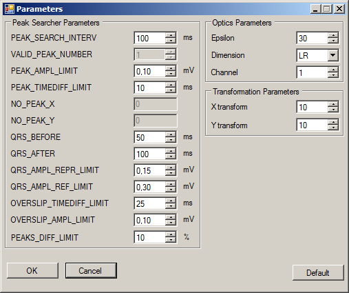 5.2 A program paramétereinek beállítása A program paramétereinek módosítása az Options menü Parameters menüpontjának kiválasztásával lehetséges (5.8. ábra).