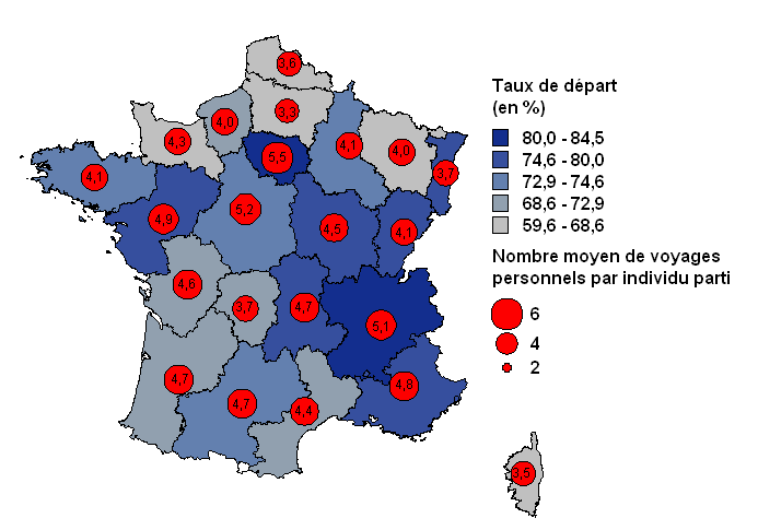 II. d - Piaci trendek Francia utazások régiónként 4 vezető régió az 1 főre eső utazások számát