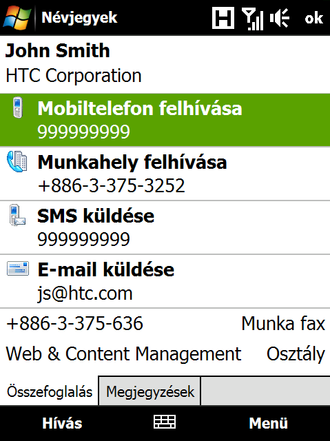 276 Programok Törölje ki a cella tartalmát, ha nem szeretné, hogy a partnerre vonatkozóan ez az információ bekerüljön a Névjegyek listára exportált adatok közé.