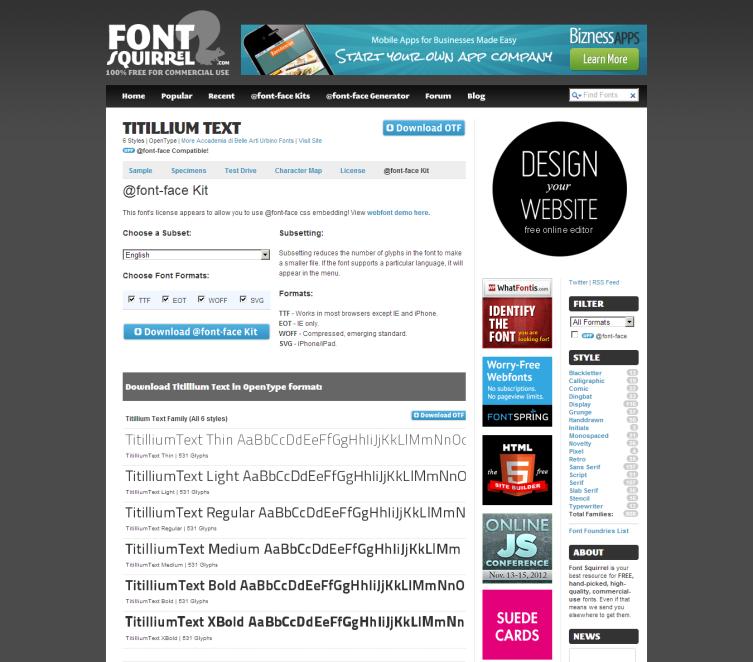 4.6. Webfonts A weben sok helyütt le lehet tölteni különleges betűtípusokat, amelyeket az @font-face CSS3-szelektorral lehet alkalmazni.