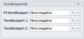 A termék elsődleges és másodlagos cikkszáma. Megnevezés Elsődleges és másodlagos megnevezés. Termékcsoportok A termékek öt termékcsoportszintig kategorizálhatók.