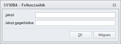 Új adatbázis felhasználó. A bejelentkezési név mellett kétszer kell megadni a jelszót és - nem kötelezően - a felhasználó teljes nevét.