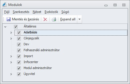 Modulok Modulok A rendszer moduláris felépítésű, az egyes modulok egymással mellé vagy alárendelt kapcsolatban vannak.
