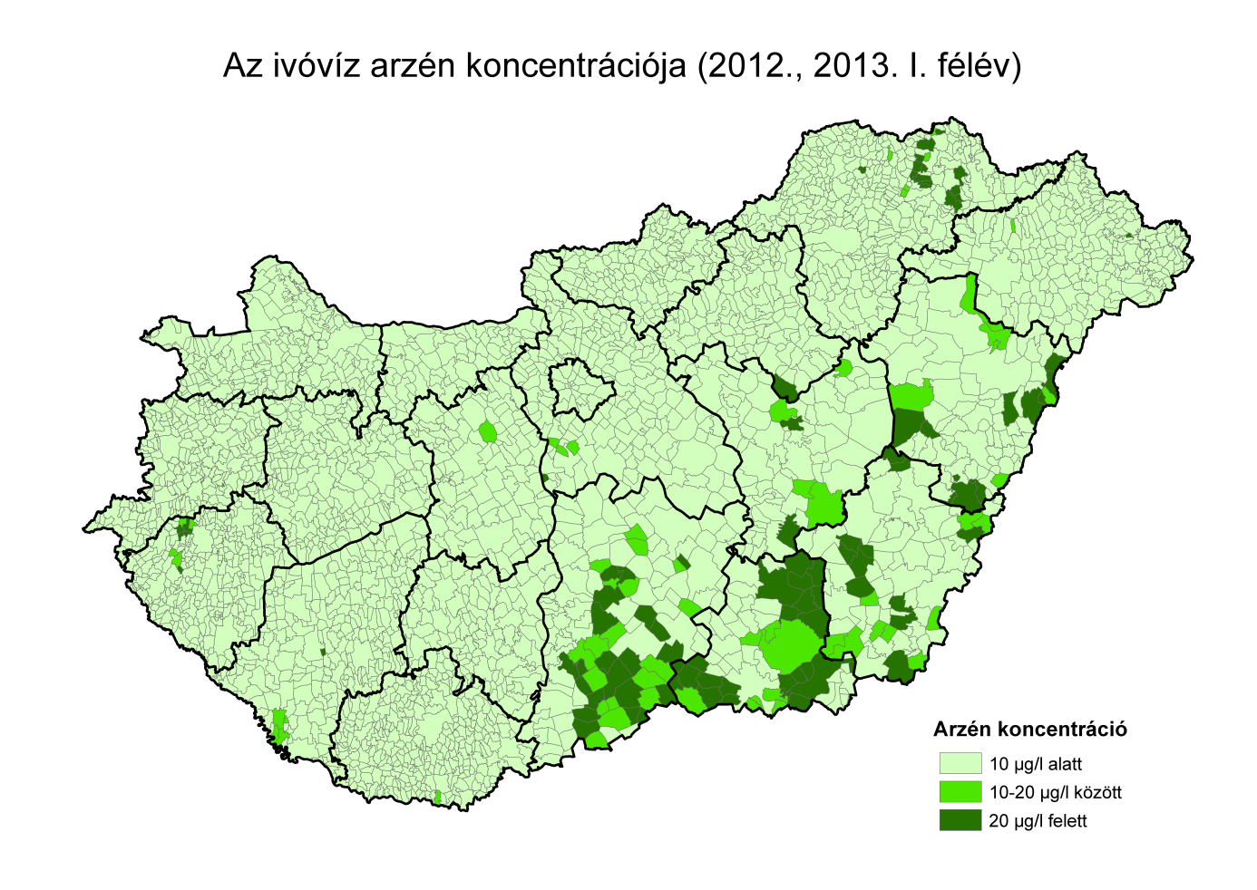 Forrás: ÁNTSZ Hazánkban az Európai Uniós csatlakozást követően 10μg/liter a csapvíz megengedett