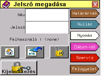 Beállítások. A beállításokhoz csak megfelelő jelszóval (3. szint) lehet hozzáférni! Használata: A főképen nyomja meg a beállítás gombot. Ekkor a jelszó kérő panelra jut.