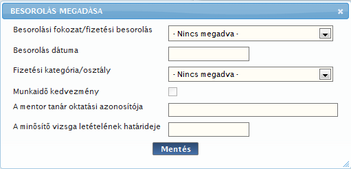 AZ ALKALMAZOTTNÁL PEDAGÓGUS-MUNKAKÖR KERÜLT RÖGZÍTÉSRE, DE NINCS RÖGZÍTVE A 2013.