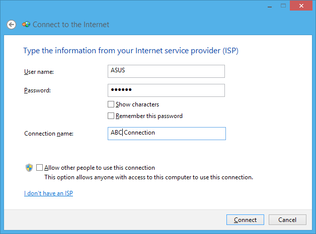 9. Éritnse meg a Broadband (PPPoE) (Szélessávú PPPoE) elemet. 10. Adja meg felhasználónevét, jelszavát és a kapcsolat nevét, majd érintse meg a Connect (Csatlakozás) elemet. 11.