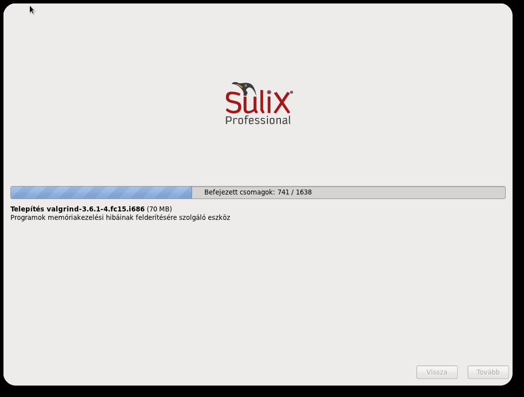 SuliX Professional automatikus telepítése Az automatikus telepítés menete fel.