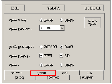 HALADÓ BEÁLLÍTÁSOK Kattintson a System Config -ra /rendszer konfigurálás/ a haladó beállításokhoz. Reboot Ezt a gombot a szerver újraindításához kell megnyomni.