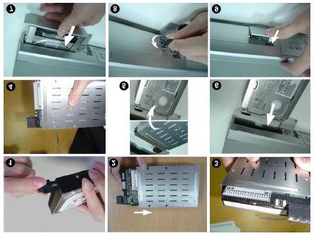 #1-ES FÜGGELÉK A HDD TELEPÍTÉSE Kérjük kövesse a következ lépéseket a HDD megfelel telepítése érdekében. A DVR elüls panelén lév rekesz a DVR cserélhet HHD kerete, ebbe kell a HDD-t beletenni.