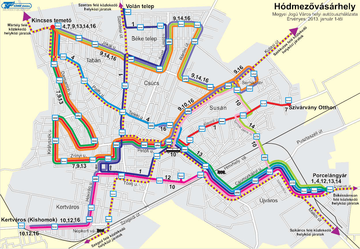 16 Kincses temető - Kálvin tér - Kertváros 30/30 7/7 65. táblázat: Hódmezővásárhely helyi autóbusz viszonylatainak fő paraméterei (2014) Hódmezővásárhely helyi autóbusz hálózata 120.