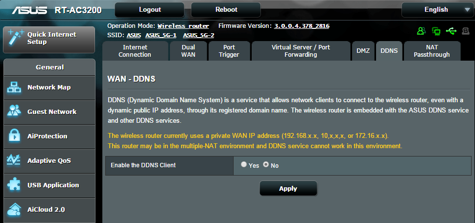 4.3.6 DDNS A DDNS (Dinamikus DNS) beállítása lehetővé teszi, hogy a hálózatán kívülről hozzáférjen a routerhez a rendelkezésre bocsátott ASUS DDNS szolgáltatáson vagy más DDNS szolgáltatáson