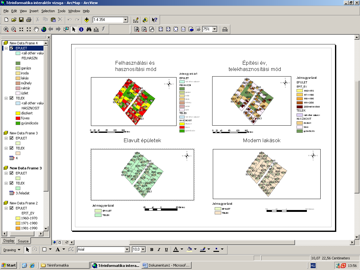 TÉRINFORMATIKA INTERAKTÍV VIZSGA Hibásan, nem megfelelően megszerkesztett feladat. Nem egységes a megjelenése a négy különböző tematikus térképnek.