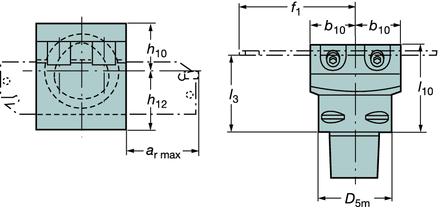 TURN - UN oromant apto csatlakozóelemek satlakozóelem a orout és a T-Max Q-cut leszúró pengékhez Méretek, mm, coll Pengemérethez satlakozó méret Rendelési kód ar max b10 D5m f1 h10 h12 l3 l10 U 21 4