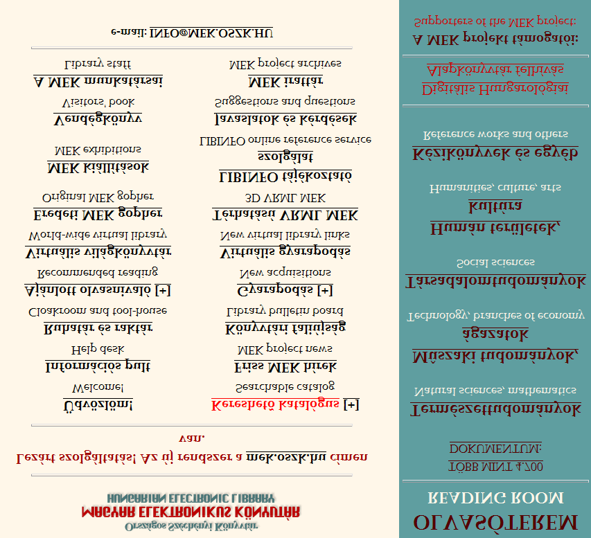 14. lecke Elektronikus könyvtárak 14.1. MEK (Magyar Elektronikus Könyvtár) http://www.mek.iif.