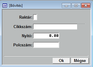 22.11 Nyitó készletek felvétele Feladata a nyitó készletek bevitele, korrigálása a program indulásakor. Azonban ezt a célt sokkal jobban és megbízhatóbban szolgálják a bevételi raktári bizonylatok.