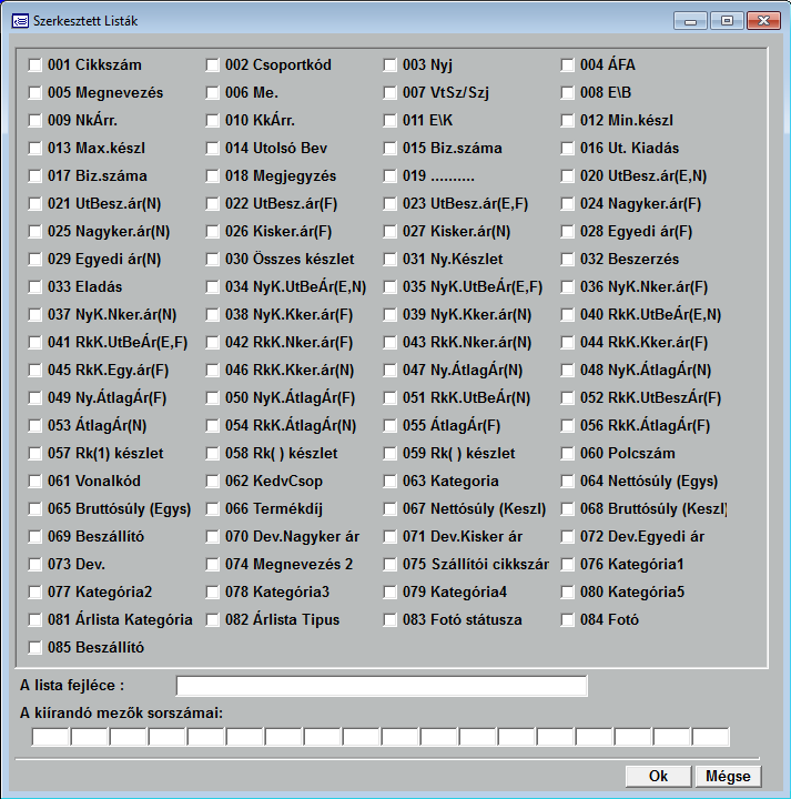 A cikkszámok listázása sokféle szempont szerint és sokféle módon történhet.