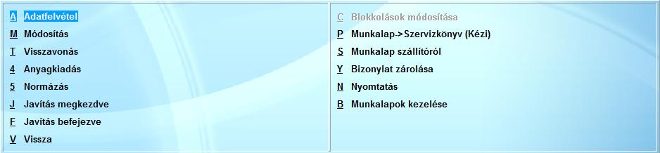 A munkalap felvételét az