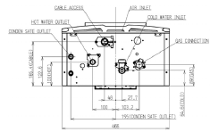 MÉRETEK Infinity K32i és HDC1500i CABLE ACCESS KÁBELKIVEZETŐ NYÍLÁS HOT WATER OUTLET MELEG VÍZ KIVEZETŐNYÍLÁS CONDENSATE OUTLET KONDENZVÍZ KIVEZETŐNYÍLÁS COLD WATER INLET HIDEG VÍZ KIVEZETŐNYÍLÁS GAS