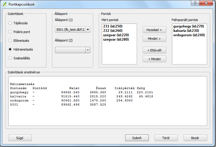 SurveyingCalculation QGIS modul geodéziai számításokhoz (DigiKom Kft.