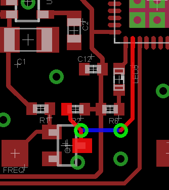 14.3.1 A teljesítmény mérő impulzusának feszültségszintjét a ZigBee-s chip feszültség szintjéhez illesztő áramkör a NYÁK terven 28. ábra: A teljesítménymérő illesztő áramköre a NYÁK rajzolaton 14.