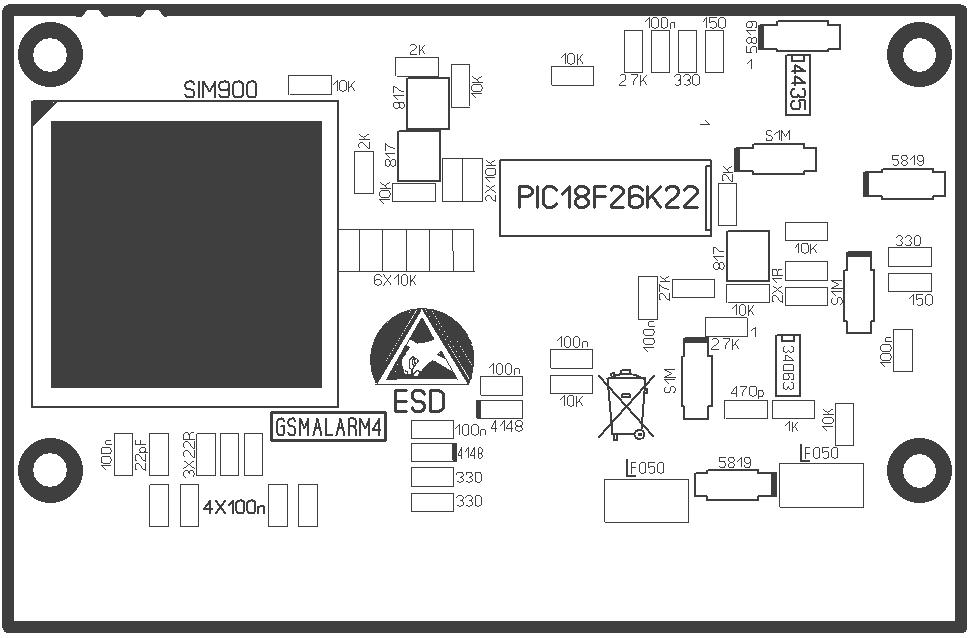 Beültetése minöségi forrasztó pákával történhet, alkatrészek magassági sorrendjében. A Pic kontroller, és Sim900 gsm modul beforrasztása elött tápfeszültség szinteket kell mérni. 1: 1000uF 6.