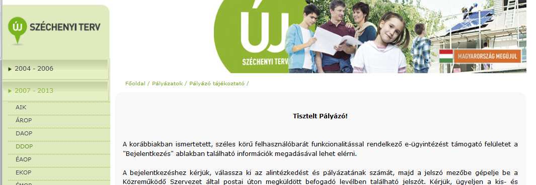 Pályázati e-ügyintézés Adminisztratív