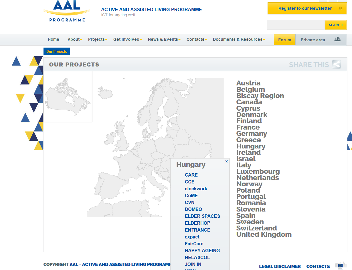 AAL - Tevékeny és önálló életvitel közös program A korábbi projektek bemutatása az AAL honlapján Ezekhez képest is újdonság kell!