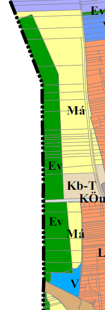 Ezen a területegységen változtatás tervezett mind az övezeti besorolás, mind a területi kiterjedés tekintetében.