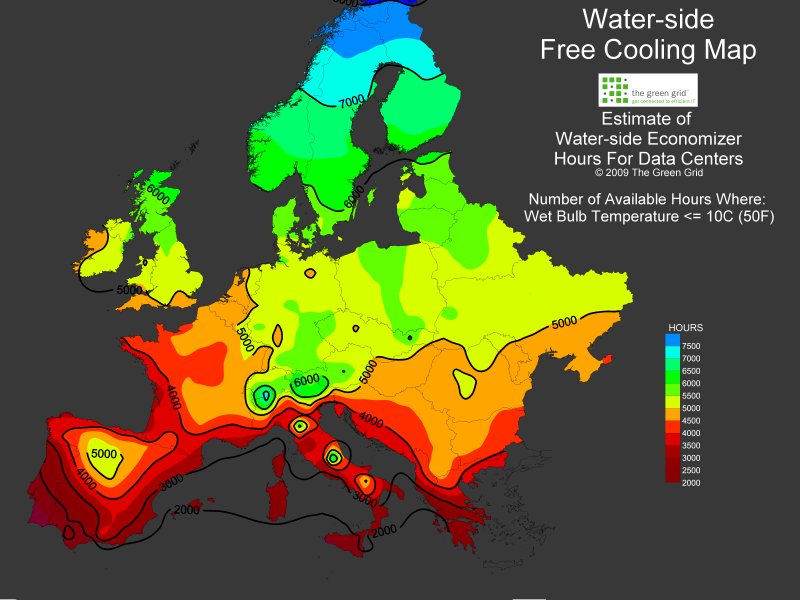 Hűtés energiahatékonysága szabadhűtés 5000 üzemóra Magyarországon Részben szabad