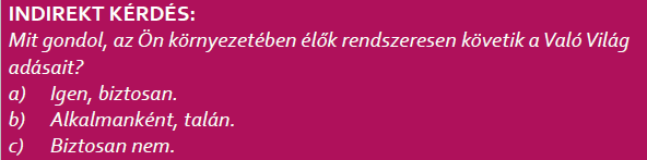 A kérdések struktúrái VI. A kívánt válaszra rákérdezhetünk közvetlenül, ha feltételezzük, hogy a válaszadó a valóságnak megfelelően, őszintén válaszol.