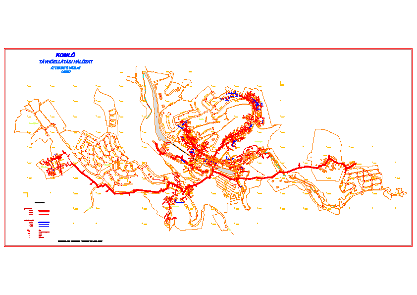 A komlói i távht vhőhálózat áttekintő vázlata A komlói i távht vhőhálózat alapadatai Ellátott lakássz sszám: 5.190 db Ebből l korszerűsített (szabályozhat lyozható): 3.