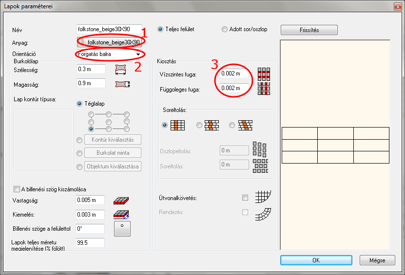 10 3. Lecke: Fürdőszoba tervezés - Burkolás A burkolólap nevére klikkelve választható ki az alkalmazni kívánt burkolat, ami jelen esetben a Folkstone_Beige_30x90.