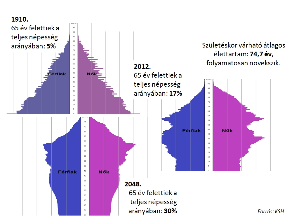 Magyar populáció alakulása A betegségek szoros összefüggést mutatnak a korral, így a társadalom előre jelzett