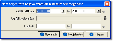 Jelentések A jelentés fejlécében feltüntetésre kerül a generált listában szereplő számlák típusa, és a Beállítások/Apiserver menüpontban megadott értékek jelennek meg.