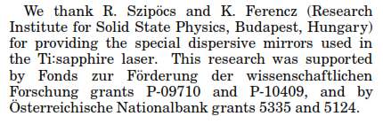 Route to phase control of ultrashort light pulses (TU Wien) Lin Xu, Christian Spielmann, Ferenc Krausz and Robert Szipőcs, Opt.