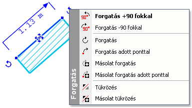 48 Interior alapok Hogyan mozgassa az elemeket? Jelöljön ki egy elemet, ekkor kék színű mozgatás és forgatás markerek jelennek meg.