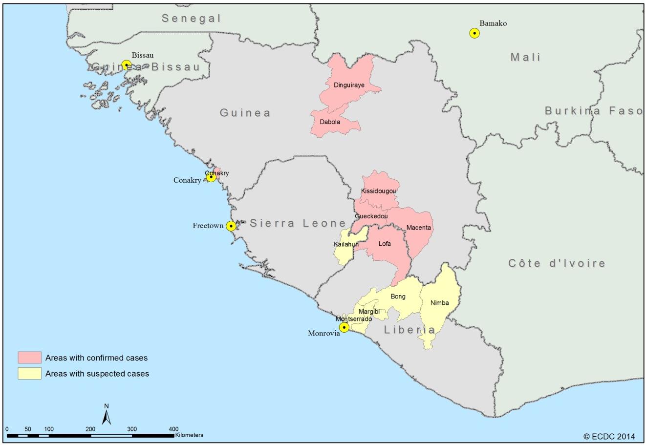 Az Országos Epidemiológiai Központ Tájékoztatója a nyugat-afrikai Ebola-láz járványról Guinea Egészségügyi Minisztériuma április 4-ig összesen 143, a