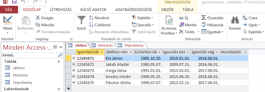 III.3. Adatbázis készítés A következő pár gondolatban azt szeretnénk bemutatni, hogyan is kell egy olyan adatbázist létrehozni, amikkel a korábbiakban megismerkedtünk.