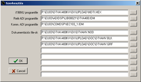 5. ábra A letöltési modell szerkesztése A szerkesztő állapotban jól látható, hogy meg kell adni a : Az i196nu program file nevét a teljes elérési útvonallal együtt. A file kiterjesztése.