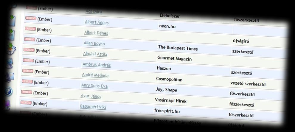 Szoftver alapú sajtóadatbázis Közel 3000 újságírót ismerünk Ismernünk