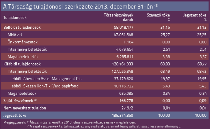 Főbb pénzügyi mutatók excelben kidolgozva 2.táblázat Tulajdonosi struktúra 3.táblázat http://www.