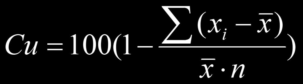 A vízelosztás egyenletessége Cu = egyenletességi tényező n =
